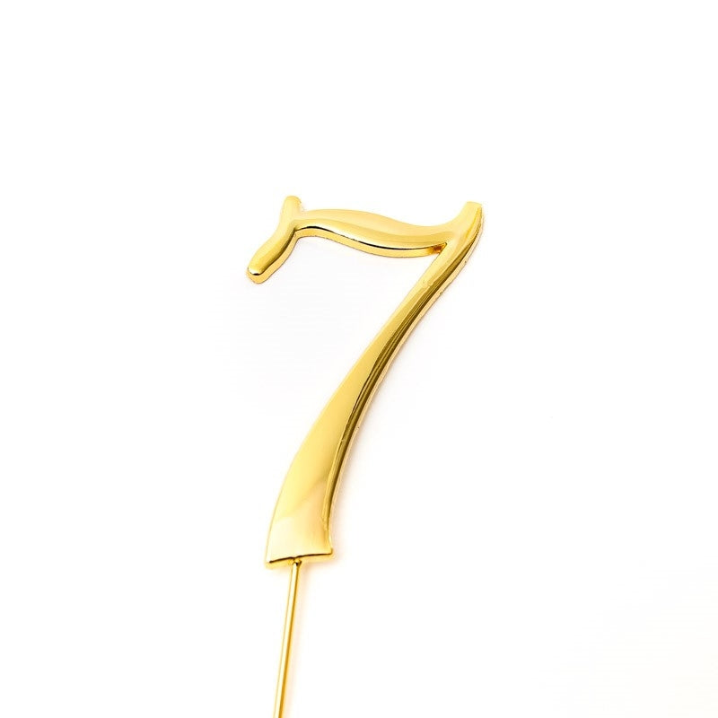 Number 7 Gold Metal Cake Topper