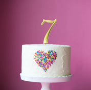 Number 7 Gold Metal Cake Topper