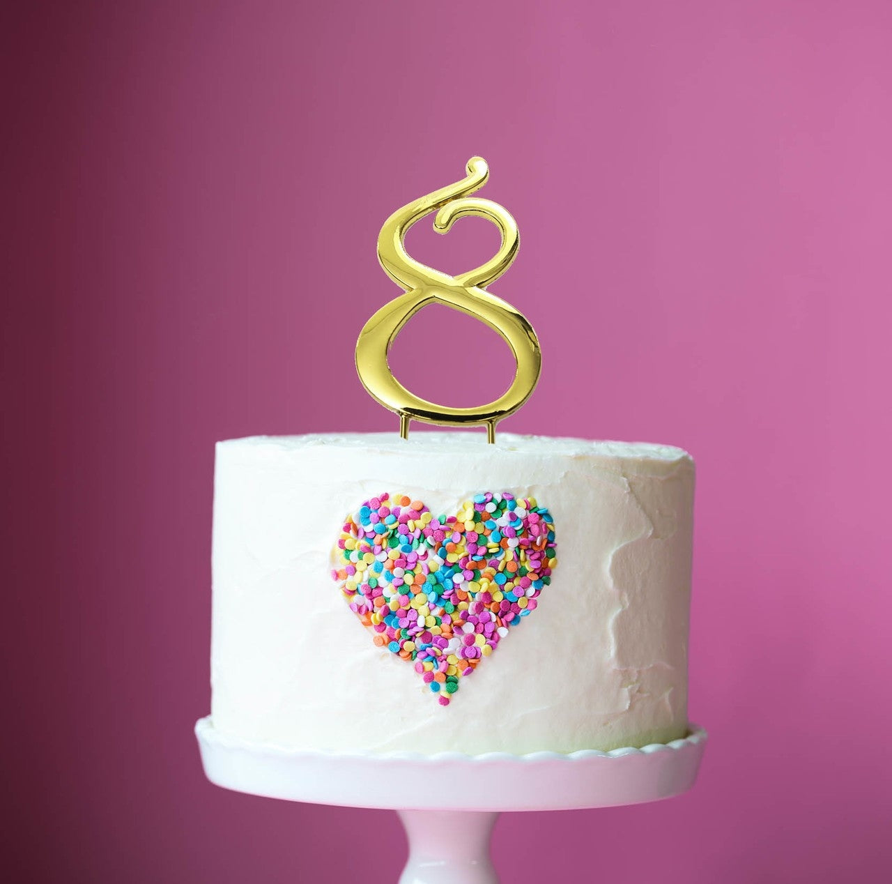 Number 8 Gold Metal Cake Topper