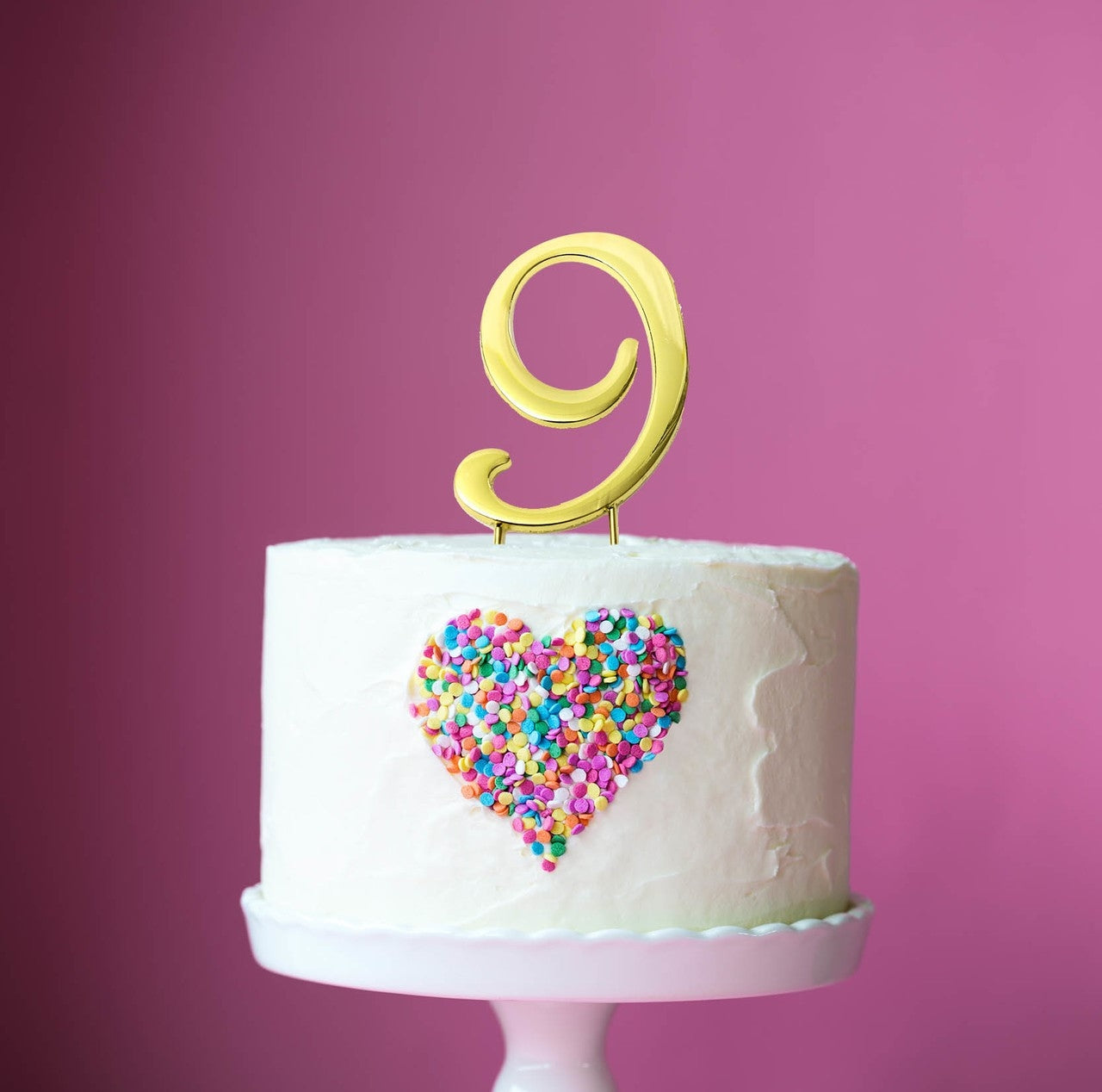 Number 9 Gold Metal Cake Topper