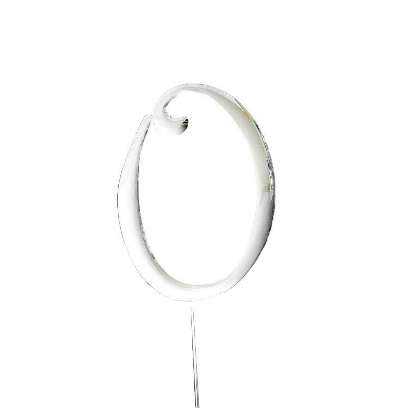 Number 0 SILVER Metal Cake Topper