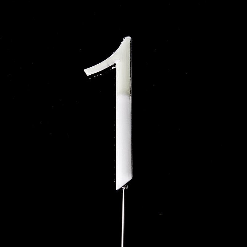 Number 1 Silver Metal Cake Topper