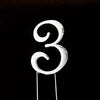 Number 3 SILVER Metal Cake Topper