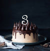 Number 3 SILVER Metal Cake Topper