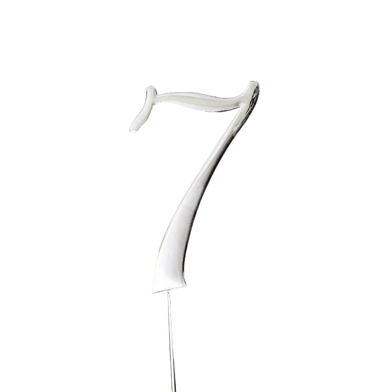Number 7 SILVER Metal Cake Topper