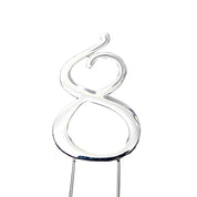 Number 8 Silver Metal Cake Topper