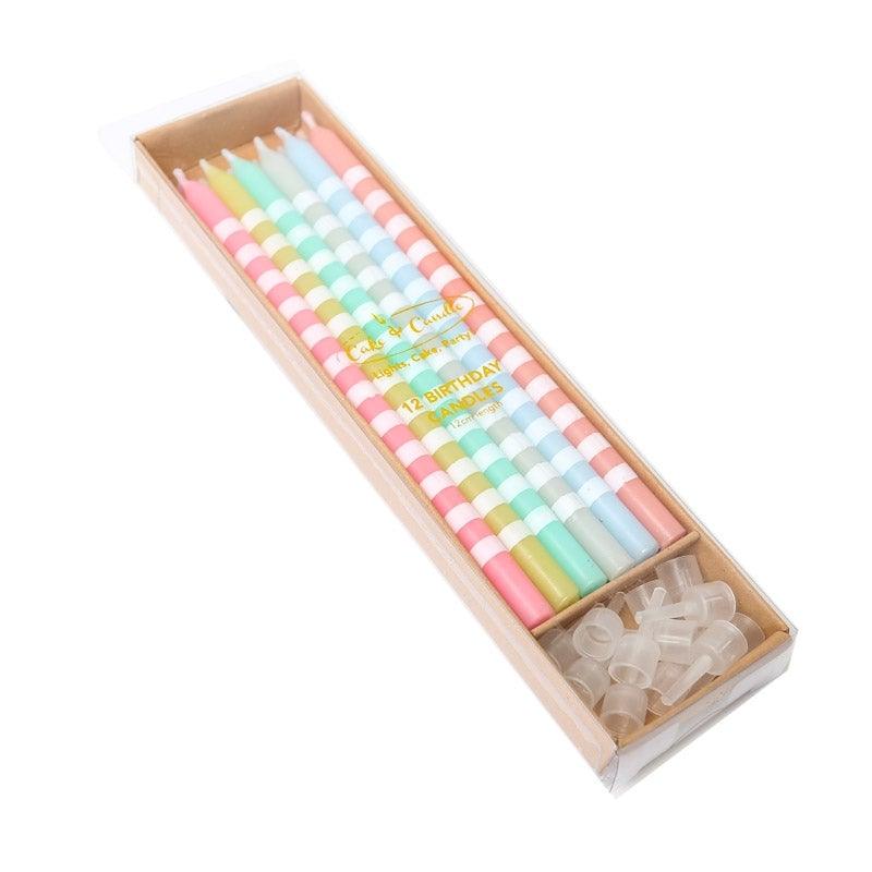 Candles PASTEL STRIPED paack 12 - Cake Decorating Central