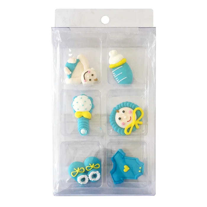 Sugar Decorations CHRISTENING ASSORTMENT BABY BLUE 6 PIECE