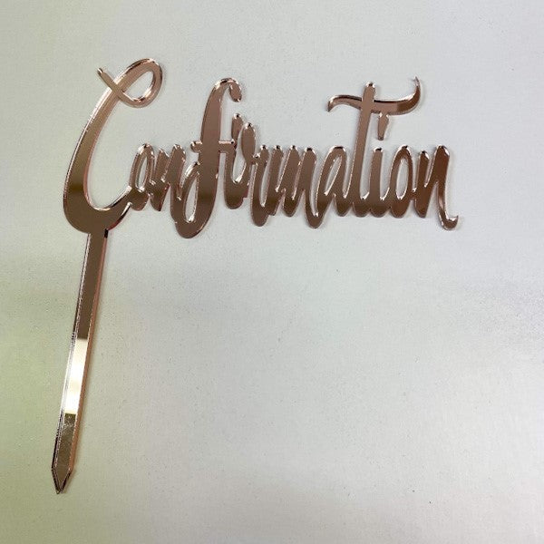 CONFIRMATION Rose Gold Mirror Cake Topper
