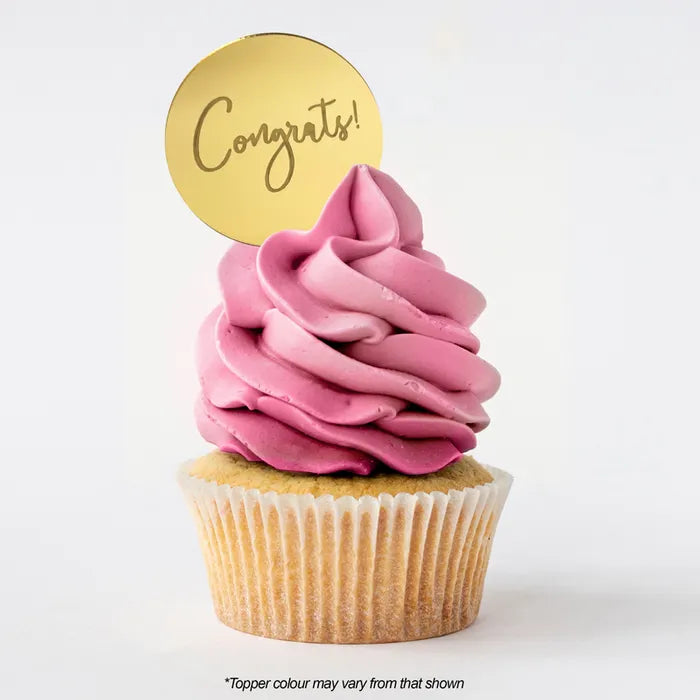 CONGRATS GOLD MIRROR CUPCAKE TOPPER 10PCE