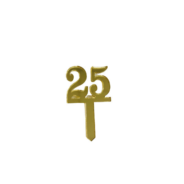 GOLD 25 Mirror Cupcake Pick