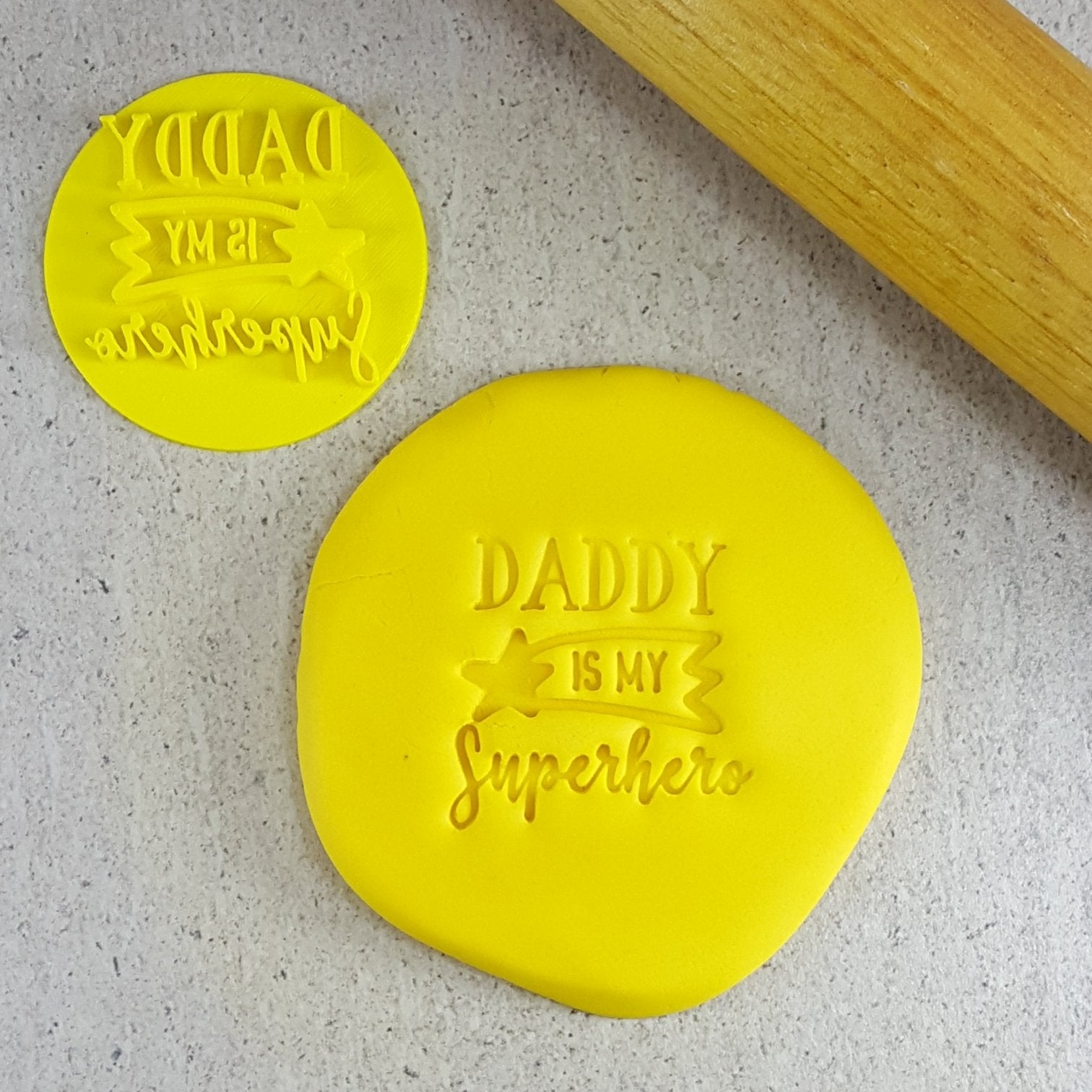 DADDY IS MY SUPER HERO 60mm COOKIE EMBOSSER - Cake Decorating Central