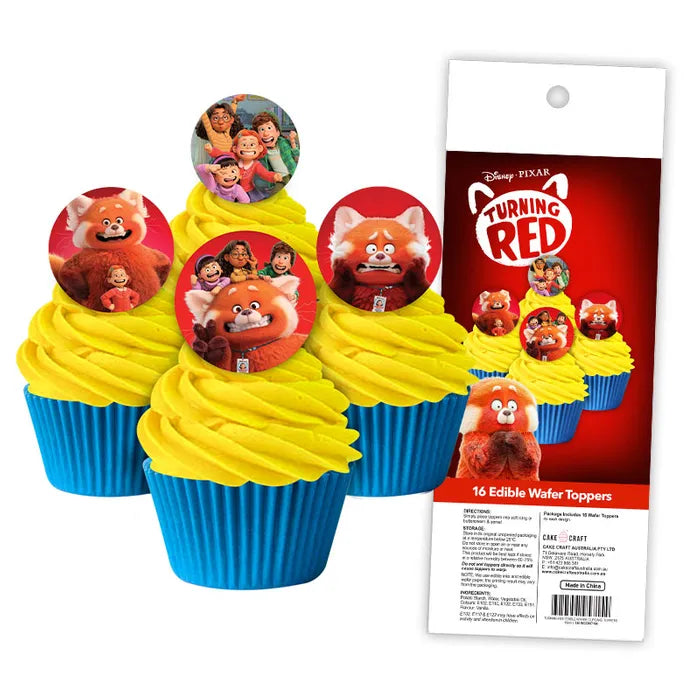 DISNEY Pixar TURNING RED Edible Wafer Cupcake Toppers 16 PIECE