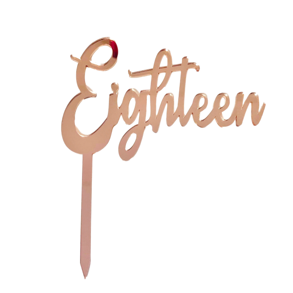 EIGHTEEN Rose Gold Mirror Cake Topper - Cake Decorating Central