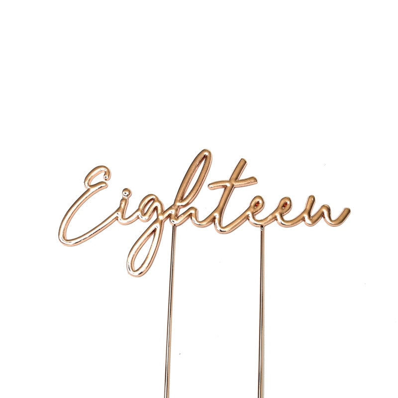 EIGHTEEN ROSE GOLD Metal Cake Topper - Cake Decorating Central