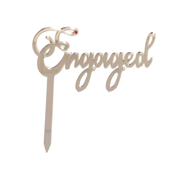 Engaged Silver Mirror Cake Topper - Cake Decorating Central