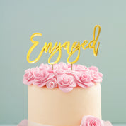ENGAGED GOLD Metal Cake Topper - Cake Decorating Central