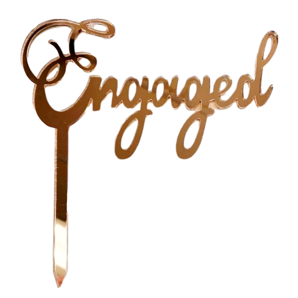 Engaged Rose Gold Mirror Cake Topper - Cake Decorating Central