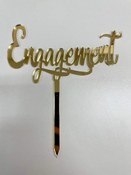 Engagement Gold Mirror Cake Topper