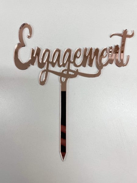 Engagement Rose Gold Mirror Cake Topper