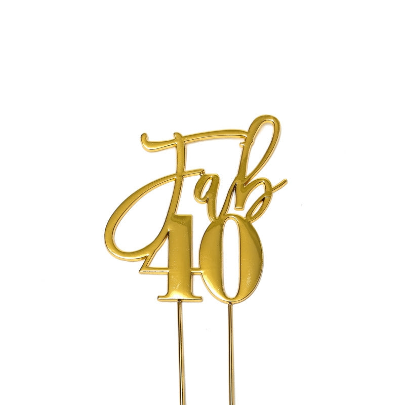 FAB 40 GOLD Metal Cake Topper