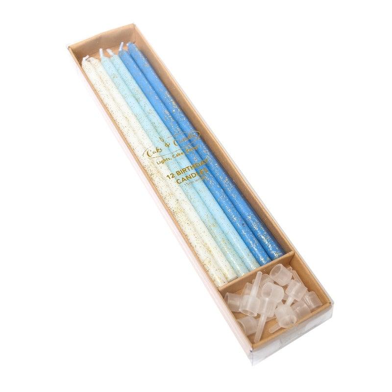 Candles BLUE GLITTER pack 12 - Cake Decorating Central
