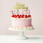 Happy Anniversary Gold Metal Cake Topper