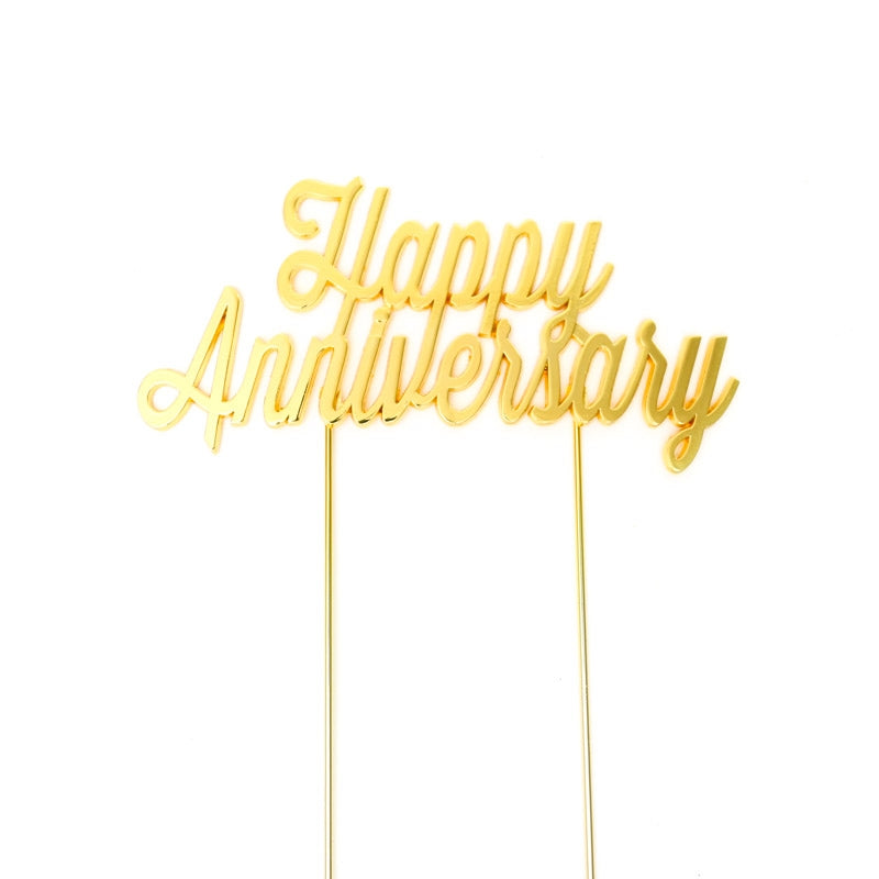 HAPPY ANNIVERSARY GOLD Metal Cake Topper