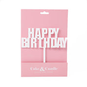 Bold Happy Birthday White Acrylic Cake Topper