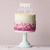 HAPPY BIRTHDAY White Acrylic Cake Topper (cursive)