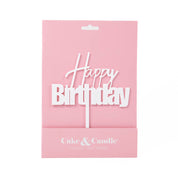 Fun Happy Birthday White Acrylic Cake Topper