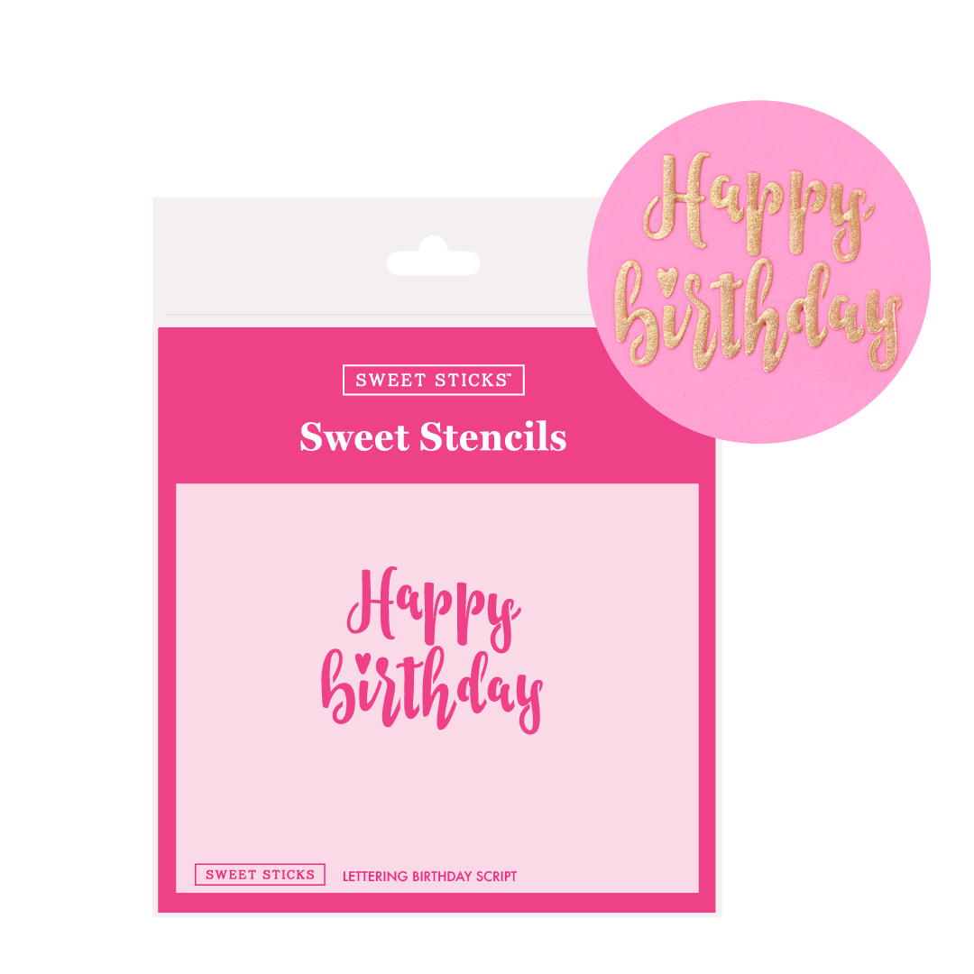 Lettering Birthday Script Sweet Stencil