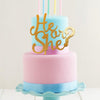 HE OR SHE GOLD Acrylic Cake Topper