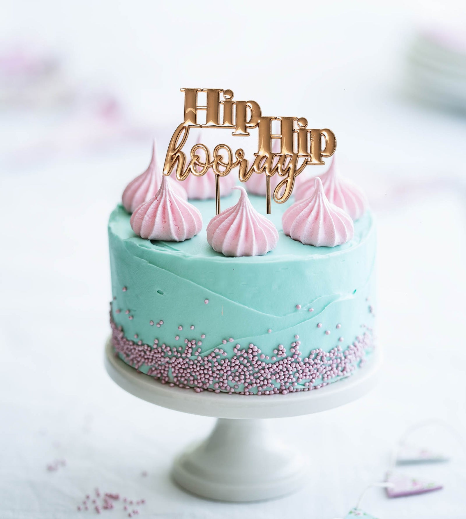 HIP HIP HOORAY ROSE GOLD Metal Cake Topper - Cake Decorating Central