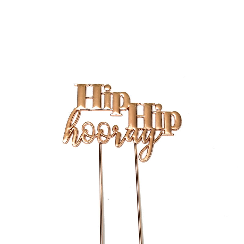 HIP HIP HOORAY ROSE GOLD Metal Cake Topper - Cake Decorating Central