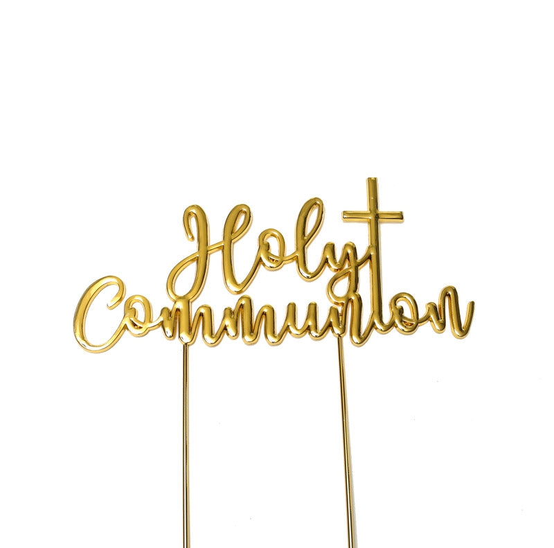 Holy Communion GOLD Metal Cake Topper