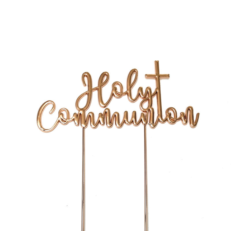Holy Communion ROSE GOLD Metal Cake Topper