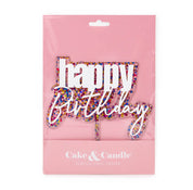 Happy Birthday Layered Rainbow Glitter Cake Topper