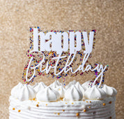 Happy Birthday Layered Rainbow Glitter Cake Topper
