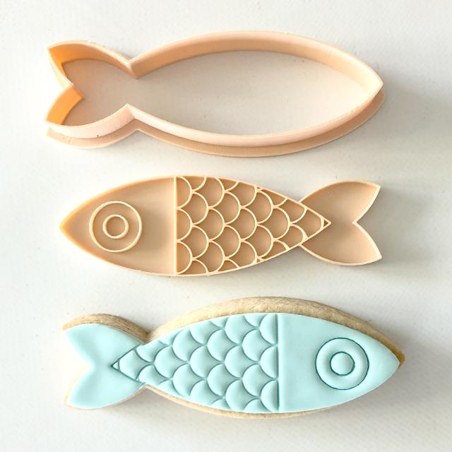 FISH CUTTER + EMBOSSER SET by Little Biskut - Cake Decorating Central