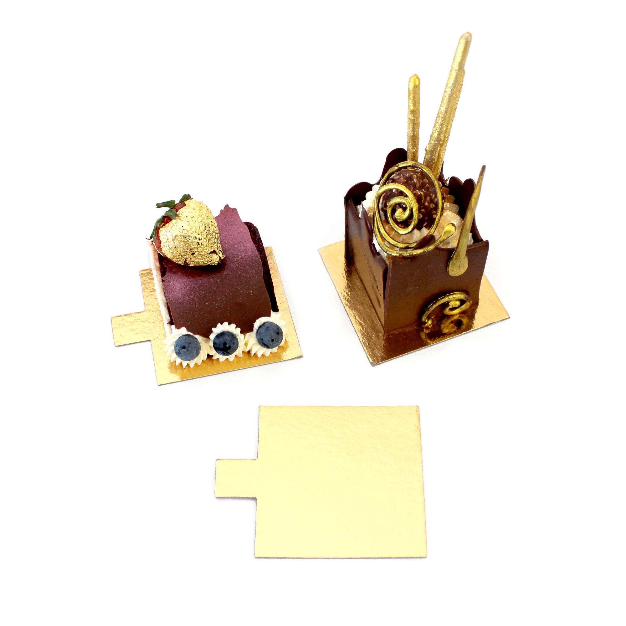 Loyal Gold Foil Square Dessert Board + Tab (50pk) - Cake Decorating Central