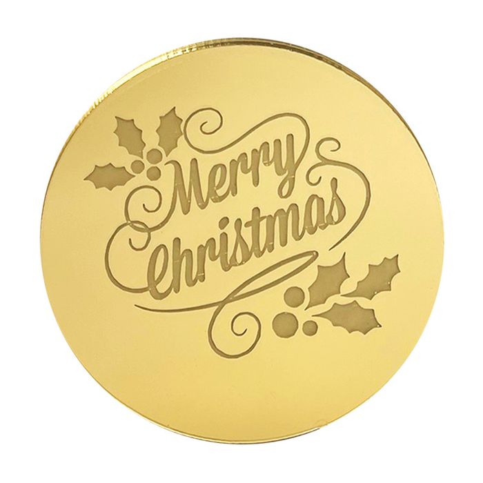 MERRY CHRISTMAS (2) GOLD MIRROR CUPCAKE TOPPER 10PCE