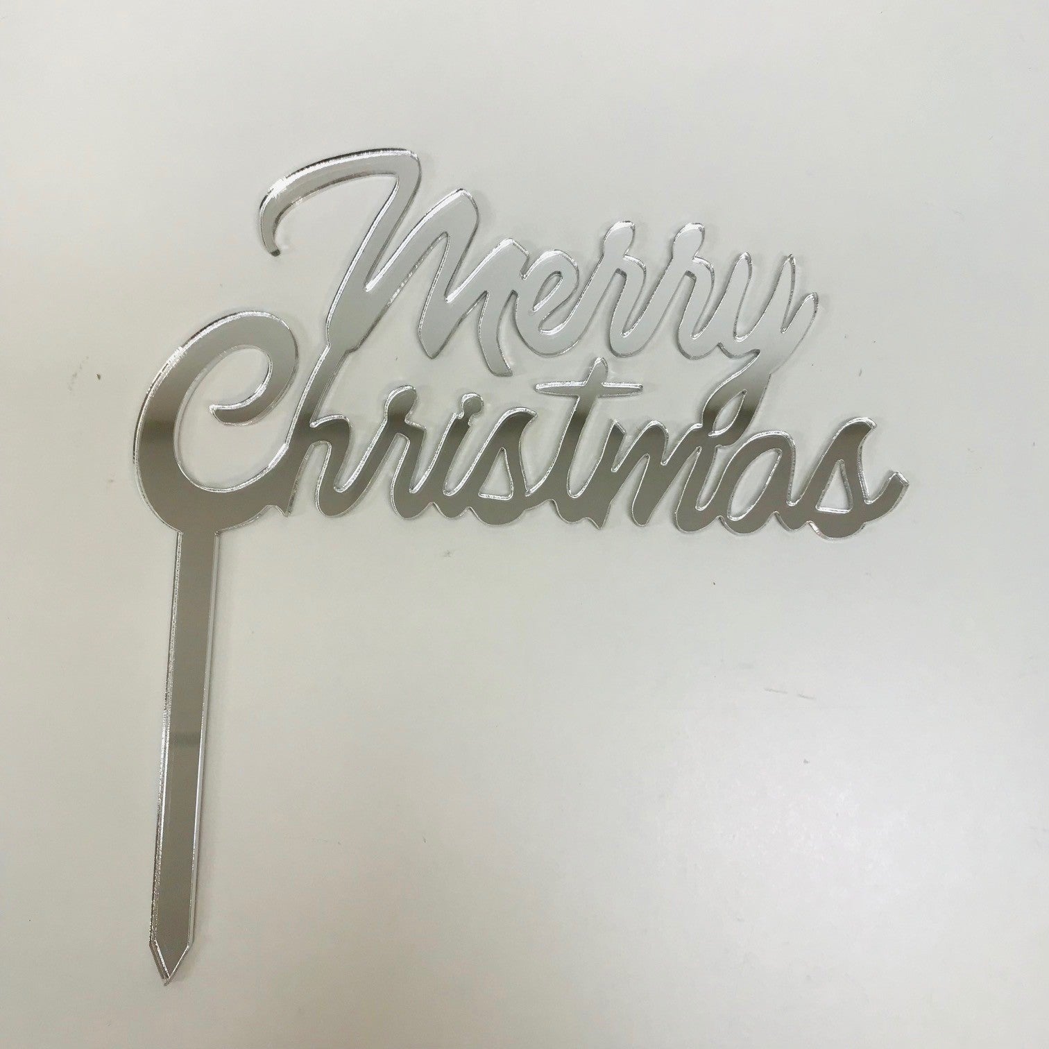 MERRY CHRISTMAS SILVER MIRROR TOPPER