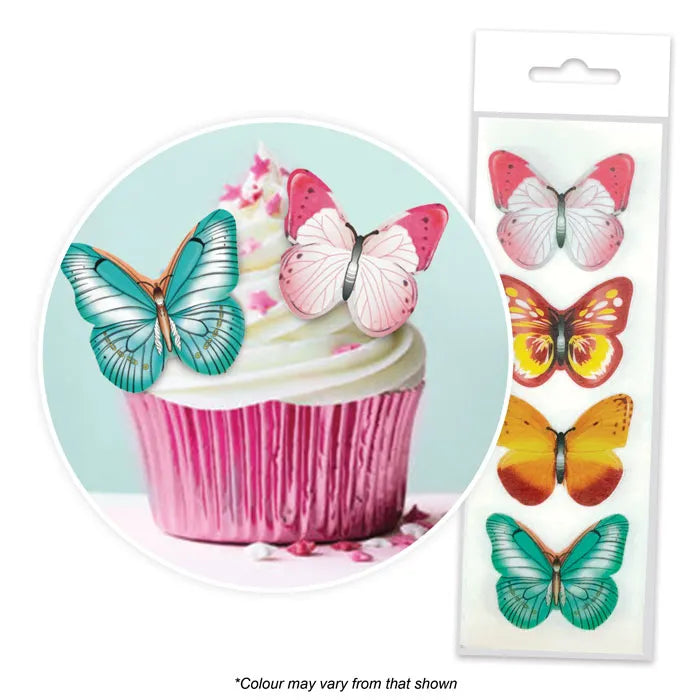 Mixed Butterfly Wafer Toppers 16 Pack