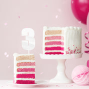 Number 3 White Acrylic Cake Topper