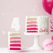 Number 4 White Acrylic Cake Topper