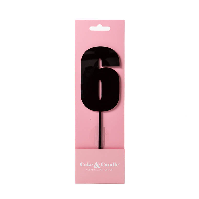 Number 6 Black Acrylic Cake Topper