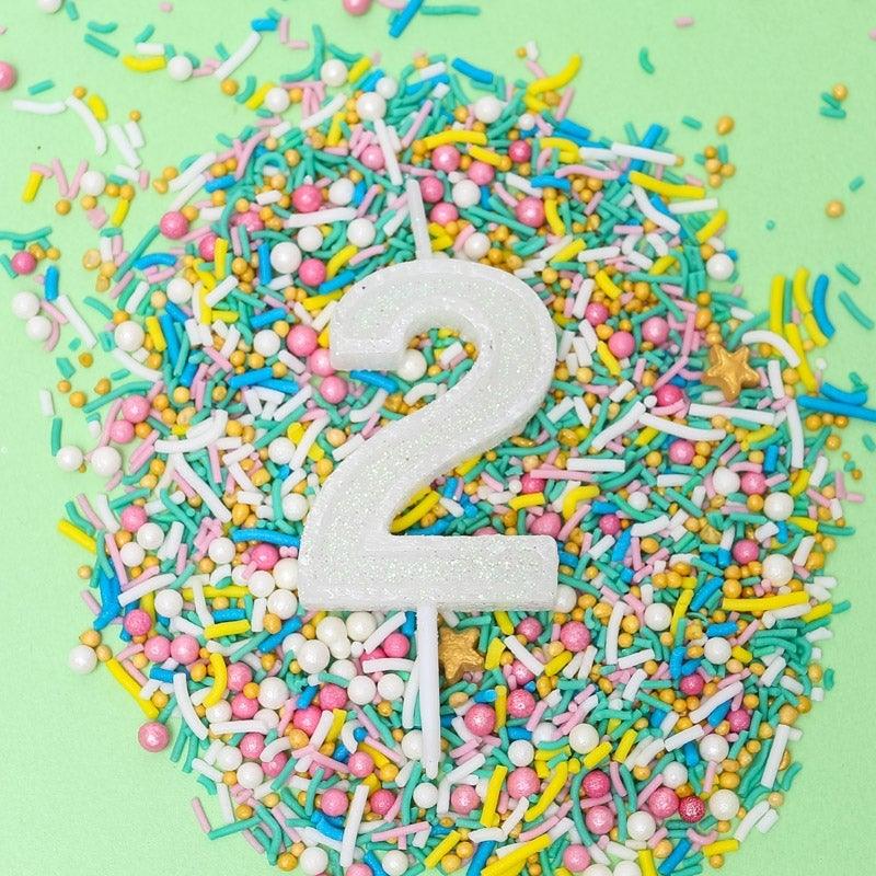 Candle Mini Glitter White No 2