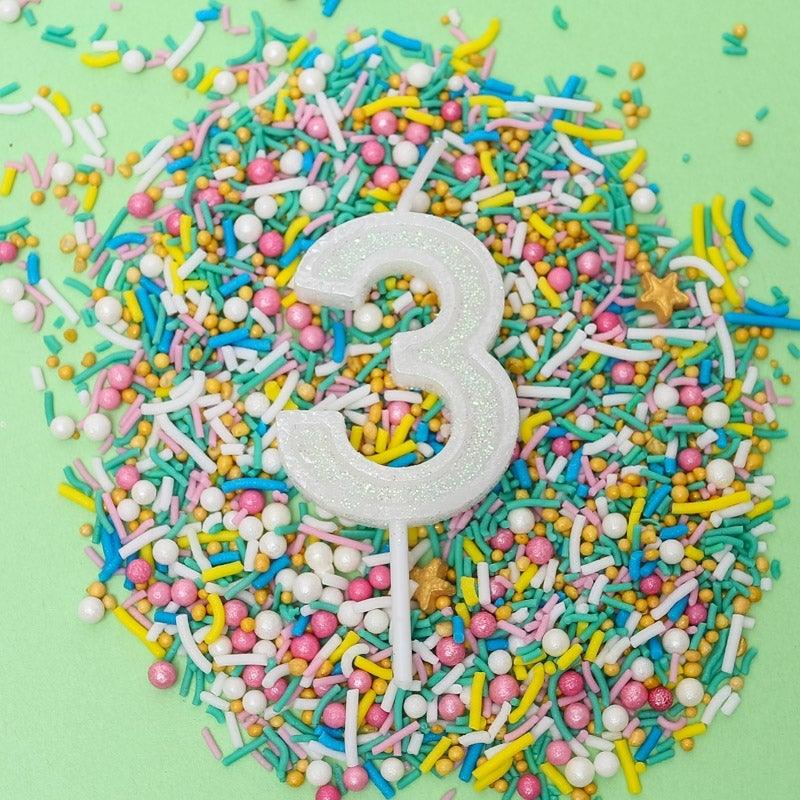 Candle Mini Glitter White No 3