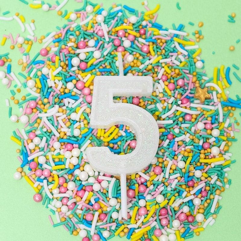 Candle Mini Glitter White No 5